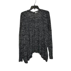 Gap Open Cardigan Sweater Size Large‎ Black White Heather 3/4 Sleeve Stretch